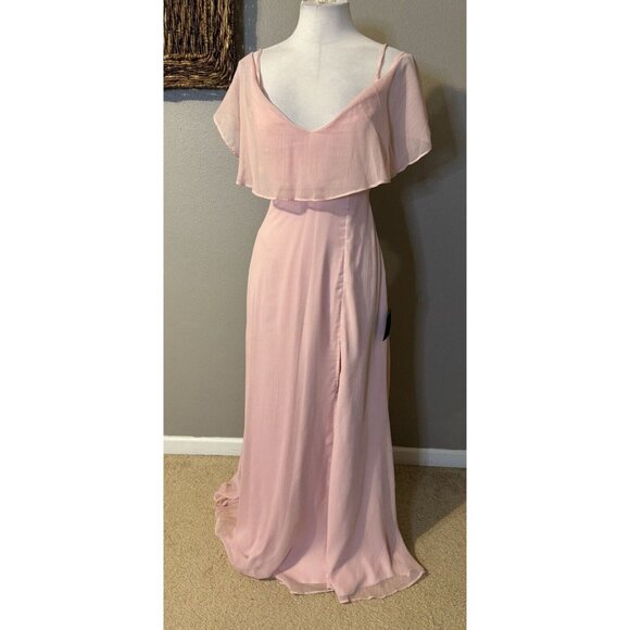 Lulus Pink Long Formal Dress Short Sleeve Wedding Party Cruise NWT NEW - Picture 7 of 13